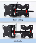 Heavy Duty Self Closing Gate Hinges For Vinyl And Wood Fences, 90 Degree Adjustable With Swing Tool, Black Iron Powder Coat, 2 Pack Before and After Twisting