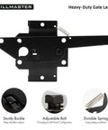 Heavy Duty Self Locking Gate Latch For Wooden Fences And Metal Gates Post Mount Automatic Gravity Door Latch With Fingertip Release