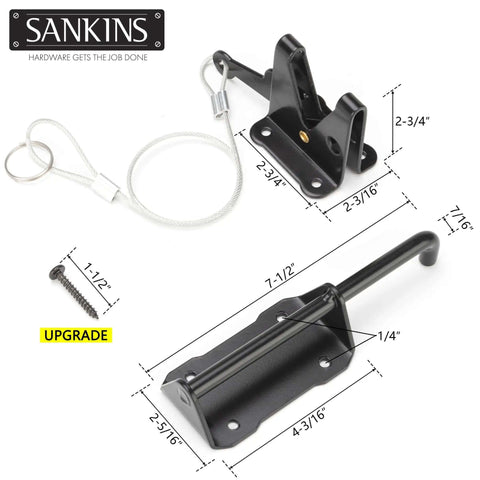 Heavy Duty Gate Latch With Gravity Lever Self Locking Wire Operated Release For Wooden Fence Metal Gate Vinyl Fence Pool And Outdoor Gates Black Tough As Nails Anti Rust Coated Finish Zinc Plated Hardware Fingertip Release product dimensions