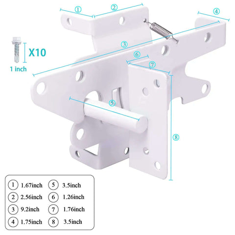 Dimensions of Heavy Duty Gate Latch With Post Mount Automatic Self Closing Door Latch For Wooden And Vinyl Fences Pool And Garden