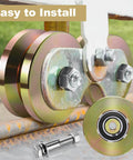 4" Heavy Duty Sliding Gate Rollers Wheels 2 Sets V Groove Slide Wheel Solid 4" Dia 1-3/4" Width Double Bearing 3000 Lbs Capacity with Screws