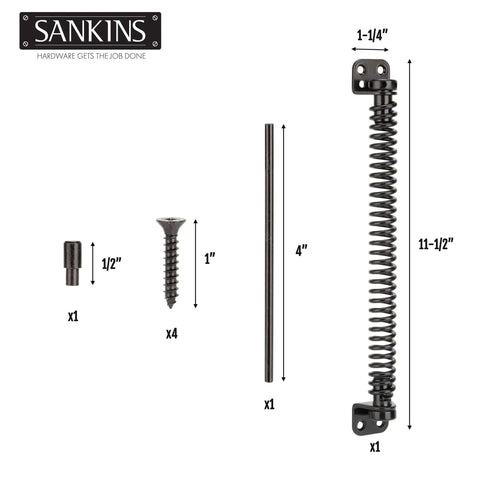 Heavy Duty Eleven And A Half Inch Self Closing Gate Spring For Outdoor Wooden And Vinyl Fences Built To Last With Adjustable Tension