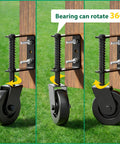 4.3 Inch Heavy Duty Gate Wheel With 360 Degree Rotation, Spring Loaded Shock Absorption Gate Caster installed on wooden gate