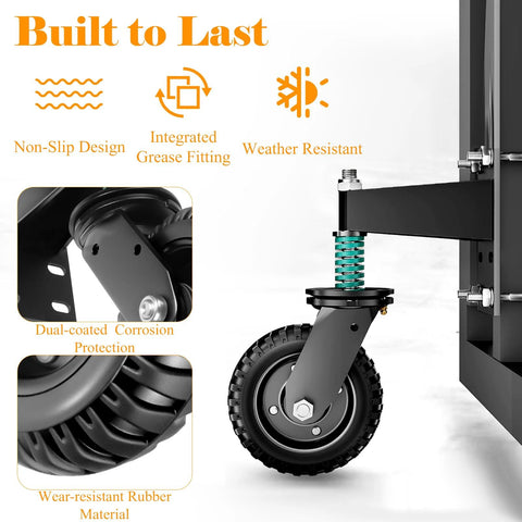 Heavy Duty Gate Wheel 6 Inch For Metal Tube Gates And Wooden Doors With 360 Degree Rotation Spring Loaded Caster 550 Lb Capacity