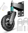 Heavy Duty Gate Wheel With 6 Inch Wheel Diameter, Spring Loaded Caster For Metal Tube And Large Wooden Gates, 550 Lb Capacity, Black, 1 Pack