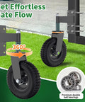Heavy Duty 6 Inch Gate Wheel With Iron Solid Rubber Core For Maximum 600 Lb Weight Capacity attached to metal gate
