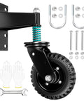Heavy Duty Gate Wheel 6 Inch For Metal Tube Gates And Wooden Doors With 360 Degree Rotation Spring Loaded Caster 550 Lb Capacity Farm Gate Wheels Dual Mount Options Straight Or U Bolt with mounting hardware.