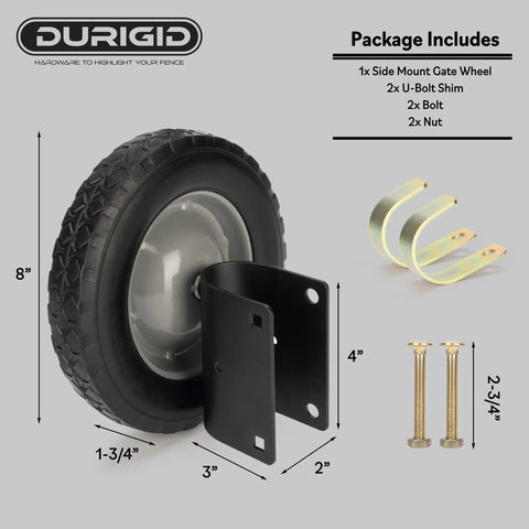 8 Inch Heavy Duty Gate Wheels For Metal Tube Gates And Fence Gates Side Mount Gate Wheel Helper With Sturdy Rubber Wheel