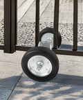 8 Inch Heavy Duty Gate Wheel With Hard Rubber Tread And Adjustable Steel U Bolts For Chain Link Fence And Metal Tube Gates Fits 1.57 To 2.75 Inch Round Gate Frames And Up To 2 Inch Diameter Pipes Corrosion Resistant And Rust Proof installed on metal gate