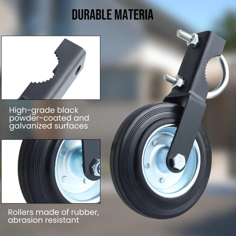 6 Inch Heavy Duty Swing Gate Wheel For One And Five Eighths To Two Inch Tubes 550 Lb Capacity Metal Gate Roller With Tire Grade Rubber And Steel
