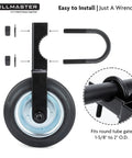 Heavy Duty Gate Wheel Caster Kit For Chain Link Fence Swing Gates Fits One And Five Eighths To Two Inch Gate Frames With Rubber Tire Wheel And Solid Steel Plate Black Powder Coat Finish For Outdoor Use