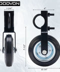 Heavy Duty Gate Wheel Caster Kit For Chain Link Fence Swing, 6 Inch Wheel, side view with steel plate and U-bolts