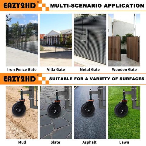 6 Inch Gate Wheel 500 Lb Heavy Duty Gate Wheel With Brake 360 Degree Rotation Fence Gate Wheels used on various gates and surfaces