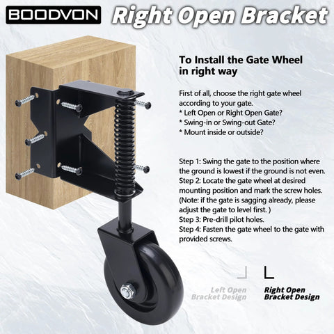 Heavy Duty Gate Wheel And Casters For Outdoor Wooden And Fence Gates Spring Loaded For Shock Absorption 360 Degree Swivel