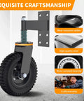 8 Inch Heavy Duty Gate Wheel With Solid Rubber Tire And Shock Absorbing Springs, 750 Lb Weight Capacity, Corrosion And Rust Resistant, Ideal For Wood Gates And Metal Pipe Gates, Yellow Upgrade