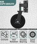 8 Inch Gate Wheel For Metal Tube And Wooden Gates, 15.4 Inch Height, Spring Loaded Heavy Duty Rubber Caster, 700 Lb Capacity