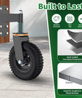 Eight Inch Gate Wheel For Metal Tube Gates, Heavy Duty Swivel Wheel With 360 Degree Rotation And Spring Loaded Design