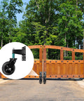 Heavy Duty Gate Wheel 6 Inch For Metal Tube Gates And Wooden Doors With 360 Degree Rotation Spring Loaded Caster installed on wooden gate