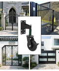 Two-Piece 6-Inch Heavy Duty Gate Wheels With Spring Loaded Caster Kit shown with various gate styles