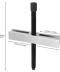 Front view of Beefy Heavy Duty Gear And Pulley Puller With 2 Inch To 7 3 Quarters Inch Spread, 4140 steel, showing dimensions.