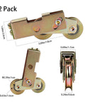 2 Pcs Gold Sliding Door Rollers With 1-1/4 Inch Tandem Wheels, Heavy-Duty Steel Ball Bearings and Rear Adjustment, 2-pack