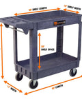 Heavy Duty Service Cart That Hauls Like A Workhorse, 500 Pound Capacity, Dual 30 By 16 Inch Shelves, Rust Resistant Easy Clean Surface
