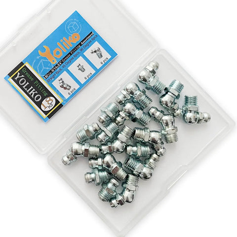 Heavy Duty Grease Fitting Assortment Kit With Eighteen Five Sixteenths By Twenty Four UNF Zerk Fittings, galvanized steel in box