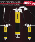 17-Piece Heavy Duty Grease Gun Kit: 14oz Grease Tube Flexible Hose Bearing Grease Pump 8000 PSI Pistol Grip Grease Guns Tool