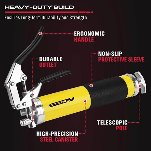 17-Piece Heavy Duty Grease Gun Kit: 14oz Grease Tube Flexible Hose Bearing Grease Pump 8000 PSI Pistol Grip