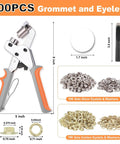 Grommet Tool Kit With 200 Sets Three Eighths Inch Grommets Heavy Duty Pliers Kit for Tarp Fabric Banner Canvas Leather