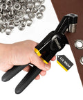 Heavy Duty Grommet Tool Kit with 1/2 Inch Die and 300 Sets of 12MM Grommets, handheld manual press on brown leather