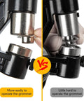 Comparison of grommet installation with Heavy Duty Grommet Tool Kit with 1/2 Inch Die, showing ease of use for leather canvas fabric.