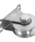 Groove Wheel Pulley 2.75X2.36X1.77 Inches Heavy Duty Sliding Door Pulley with U Shaped Groove metal side view