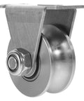Side view of Groove Wheel Pulley 2.75X2.36X1.77 Inches heavy duty sliding door pulley with U shaped groove