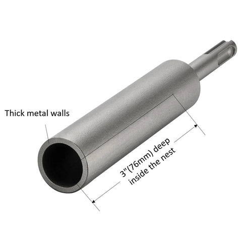 Beefy Ground Rod Driver for Half Inch and Three Quarter Inch Rods with one piece hardened steel body and 10mm shank side view