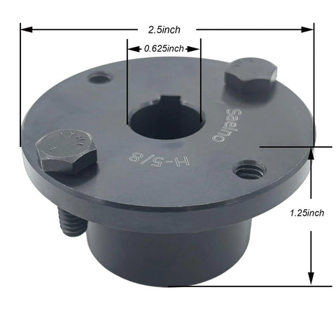 Heavy Duty H Style 5/8 Inch Split Taper Bushing For Pulleys And Sheaves, with black oxide finish, two screws included, side view