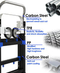 3 In 1 Collapsible Heavy Duty Hand Truck Dolly Cart With Wheels And Straps Folding Two Or Four Wheel Convertible Carrier Portable Adjustable Load Cart For Boxes Cartons And Shopping Handles Up To 500 Lbs, showing close-up of materials and construction.
