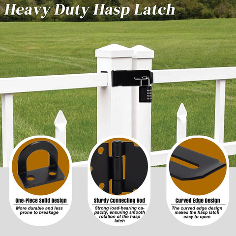 3 Inch Stainless Steel Heavy Duty Door Hasp Latch With Screws For Personal Privacy And Security Protection installed on white gate