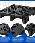 Heavy Duty Plastic Pallets For Basement Storage Waterproof HDPE Grids Lightweight Floor Pallets 25 By 28.7 By 5.7 Inches Built Tough For Garage Supermarket Basement Racks 2 Pack, shown from angled view with grid design and sturdy legs.