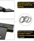Beefy 12 Inch Heavy Duty T Strap Hinges Set Black Outdoor With 180 Degree Opening For Wooden Fence Shed Doors Barn Gates Rust Resistant 4mm Carbon Steel Durable Easy Install 2 Pack with ball bearings