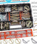 Heavy Duty Hitch Pin Kit 202 Pcs With Clip Pins R Clips Linch Pins PTO Pins in storage case