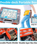 Heavy Duty Hitch Pin Kit 202 Pcs With Clip Pins R Clips Linch Pins PTO Pins in double-deck portable storage case, easy to carry
