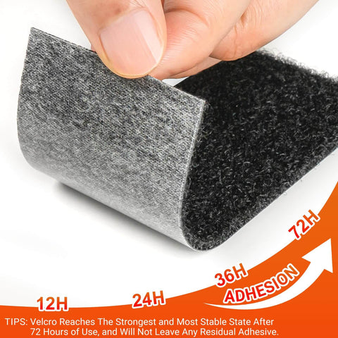 Heavy Duty Hook And Loop Strips 1 Inch By 5 Feet With Double Sided Adhesive Black Fastening Tape For Picture Hanging And Wall Mounts 22 Sets Strong Sticky Back Holds Up To 12 Lbs Per Sq Inch Indoor Outdoor Use No Drill Needed close-up view