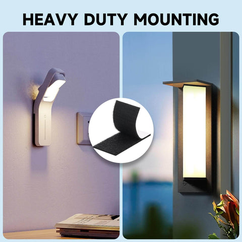 Heavy Duty Hook And Loop Fastener Strips With Adhesive, 12 Sets, 4x2 Inch Nylon Fasteners in use for wall-mounted lights