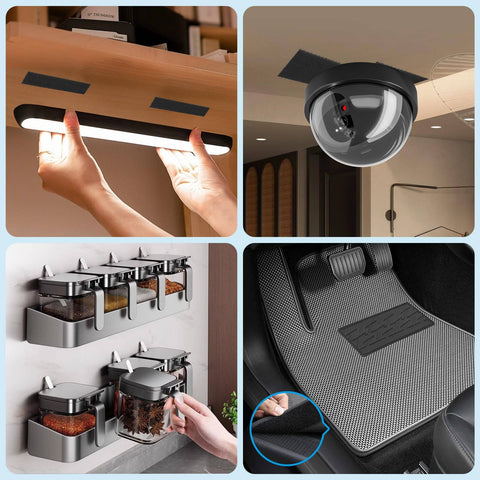 Heavy Duty Hook And Loop Fastener Strips With Adhesive, 12 Sets, 4x2 Inch Nylon Fasteners used for lighting, camera, containers, and floor mat