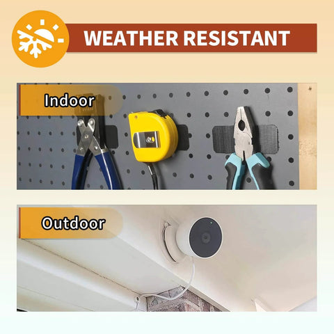 Indoor and outdoor use of industrial heavy duty hook and loop strips with adhesive, tough back adhesive for rough surfaces.