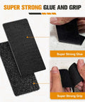 Heavy Duty Hook And Loop Strips 2x4 Inches 12 Sets Black Mounting Tape With Scissors for Multi Purpose Use shown with strong adhesive