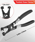 Heavy Duty Hose Clamp Pliers with Locking Device and Non Slip Handle, 1.38 inch jaw, carbon steel, 215mm length, black finish.