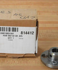 Heavy Duty Hub For Shafts And Conveyors Built To Last With Two And A Half Inch Outer Diameter Five Eighth Inch Bore One Inch Width Ideal For Industrial Power Transmission And Pulleys Model 814412 Rexnord next to its packaging.
