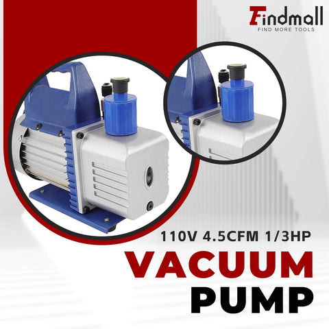 Heavy Duty Vacuum Pump For HVAC Systems 110V 4.5 CFM Single Stage One Third HP For R134a R12 R22 R502 Refrigerants Aluminum Shell